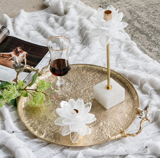 Selenite Stone Flower Candle Holder - 13 Hub Lane   |  