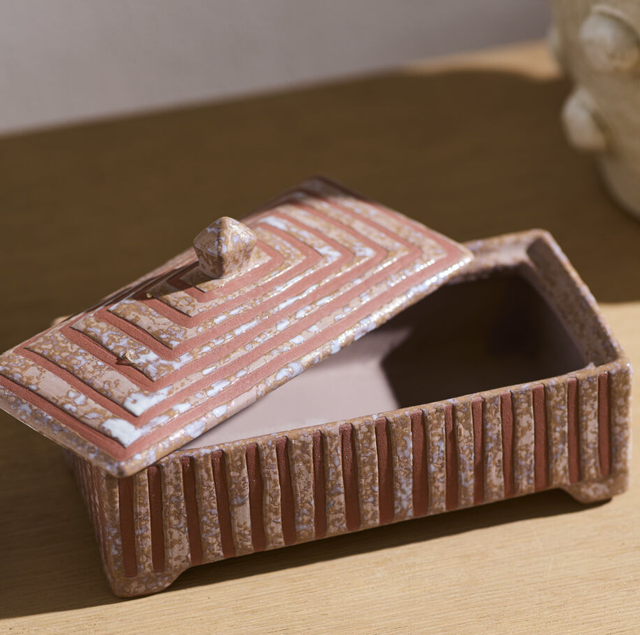 Banda Decorative Box, Brown - 13 Hub Lane   |  Ceramic Boxes