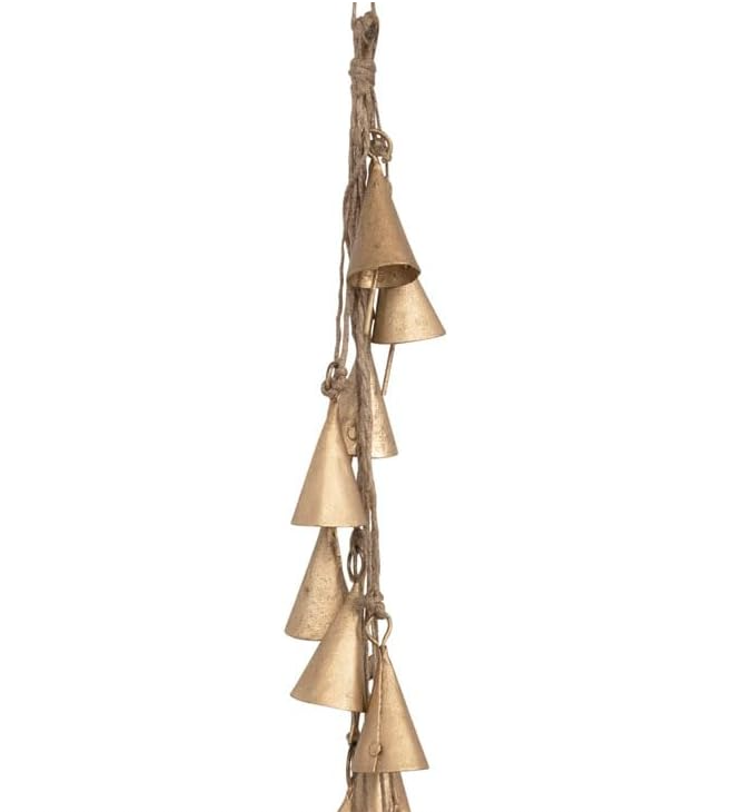 Metal Bell Cluster w/ Jute Rope, Brass - 13 Hub Lane   |  