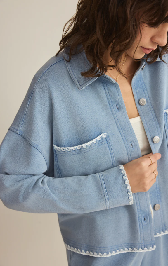All Day Knit Denim Crop Whipstitch Jacket - 13 Hub Lane   |  Denim Jackets