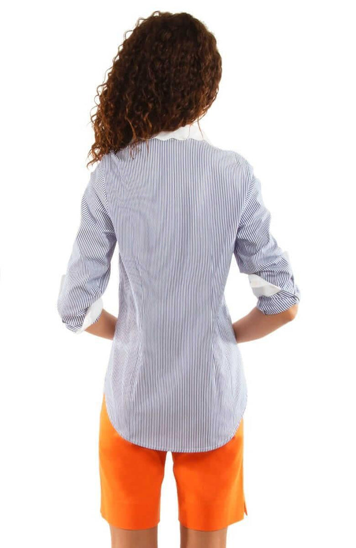 Pique All Day Pinstripe Shirt, Navy & White