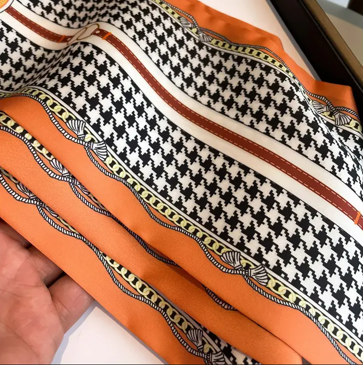 Houndstooth Thin Bevel Scarf, Orange - 13 Hub Lane   |  