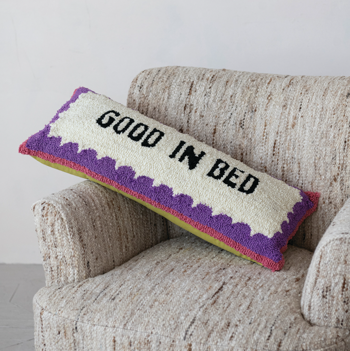 "Good In Bed" Tufted Pillow