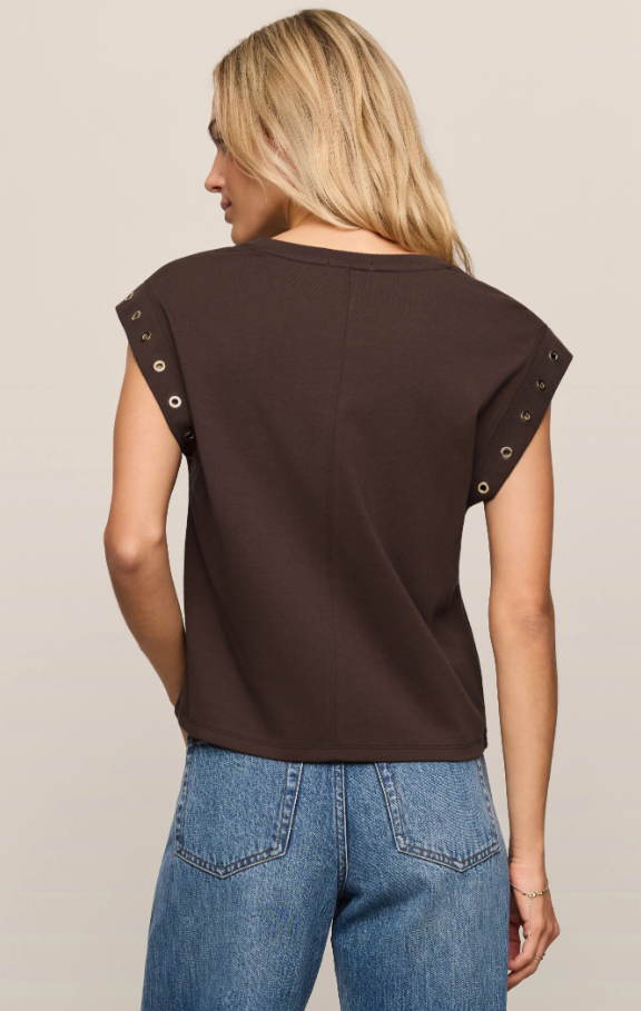 Camino Grommet Muscle Tee, Dark Chocolate