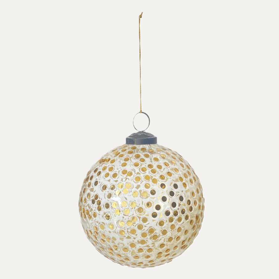 Mosaic Sequins & Glitter Glass Ball Ornament