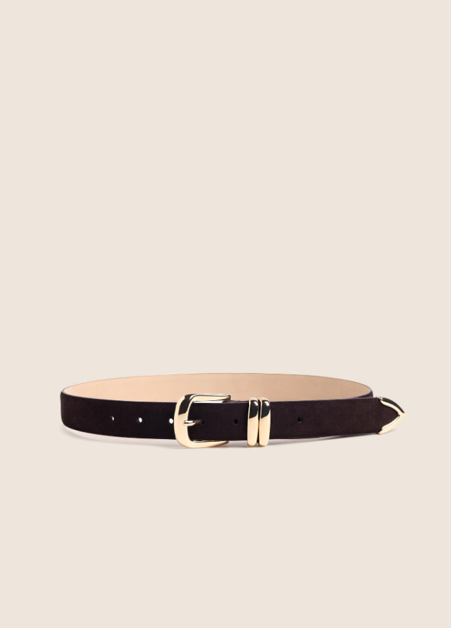 The Suede Jordan Belt, Chocolate & Gold