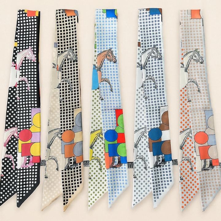 Abstract Horse Twilly Skinny Scarf