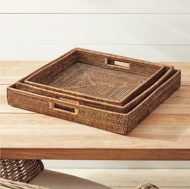 Burma Rattan Ottoman Serving Tray