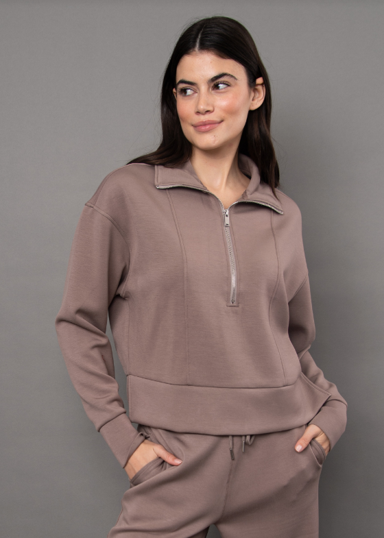 Mayura Signature Soft-Knit 1/2 Zip, Moon Rock