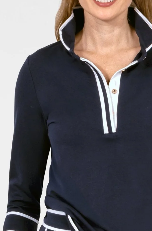 Pop Over Top - Trim It Up, Navy w/ White