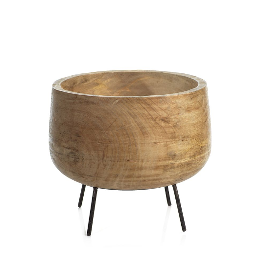 Mango Wood Bowl on Metal Stand - 13 Hub Lane   |  