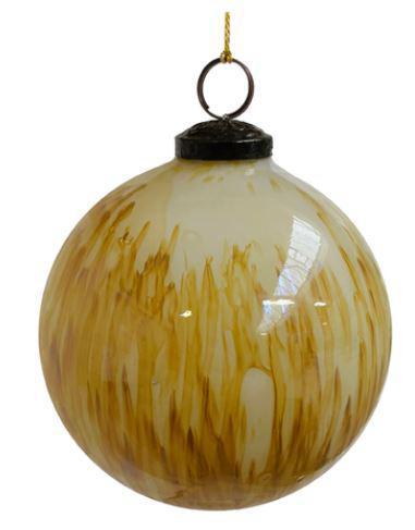 Cream & Brown Lines Glass Ball