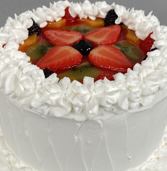 Small Vanilla Frosted Cake w/ Fruit