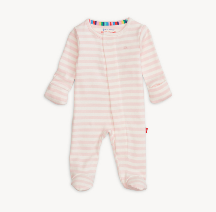 pink stripe organic cotton footie - 13 Hub Lane   |  Footies