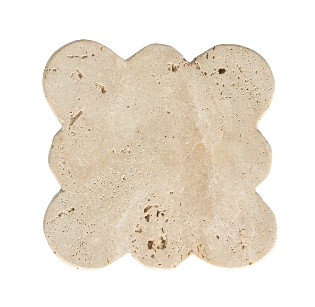Travertine Coasters w/ Scalloped Edge, Set of 4 - Thumbnail 2