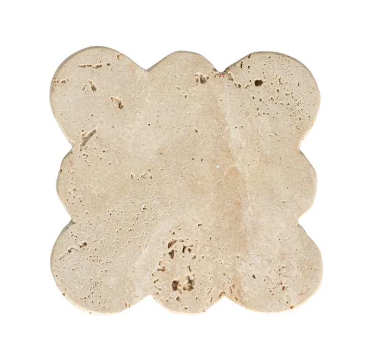 Travertine Coasters w/ Scalloped Edge, S/4