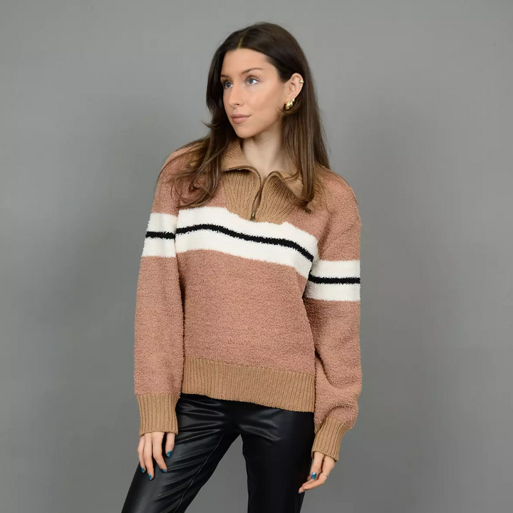 Solanda Mock Neck Sweater, Brown