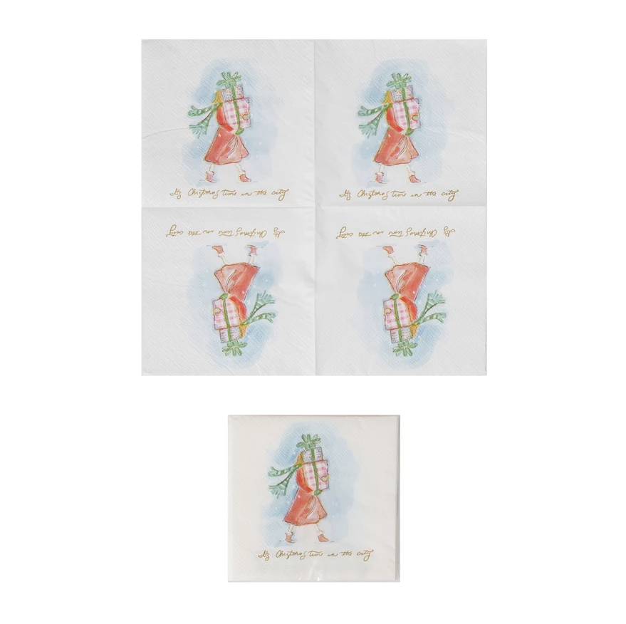 'Christmas Time' Cocktail Napkins