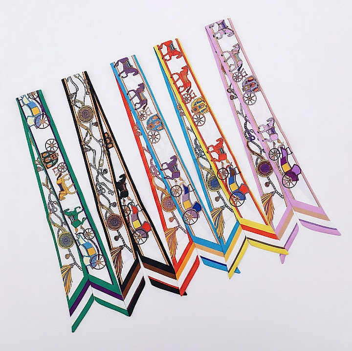 Chain & Wheel Twilly Skinny Scarf