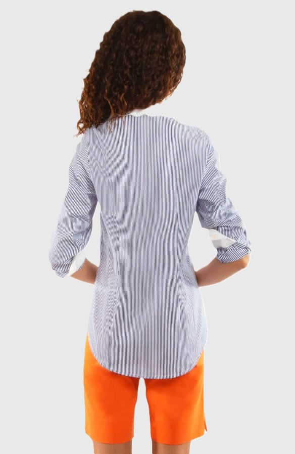Pique All Day Pinstripe Shirt, Navy & White