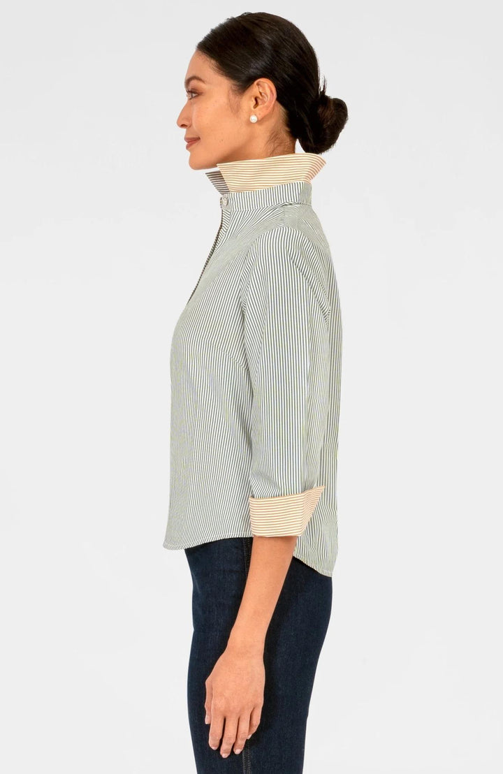 Ex-Boyfriend Cotton Shirt, Olive Stripe