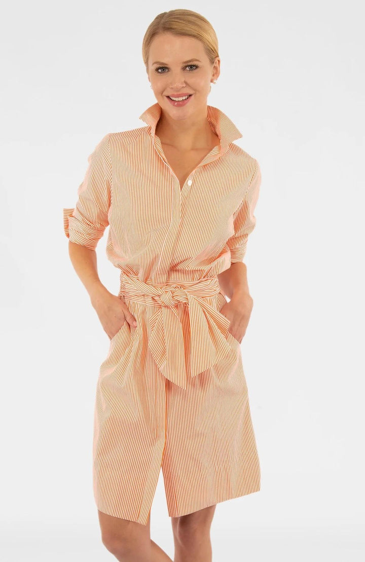 Wash & Wear Breezy Blouson Dress, Coral Stripe