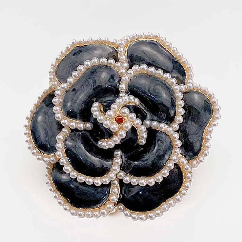 Camelia Pearl Enamel Brooch - 13 Hub Lane   |  Brooches
