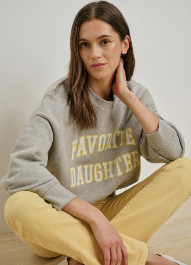 Favorite Daughter Collegiate Sweatshirt, Heather Grey & Golden