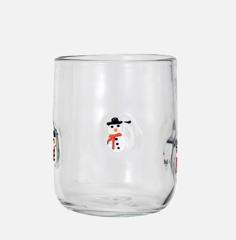 Drinking Glass w/ Embedded Holiday Icon