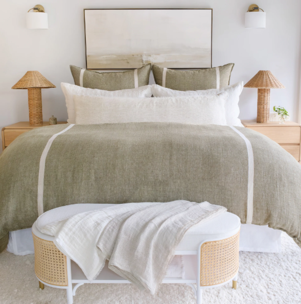 Rory Duvet Cover, Moss & Flax