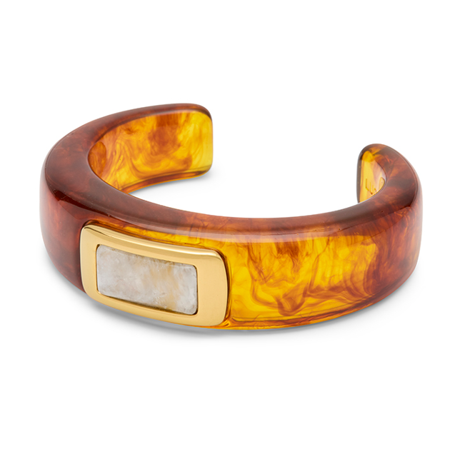 Tortoise Shell Resin & Moonstone Bangle