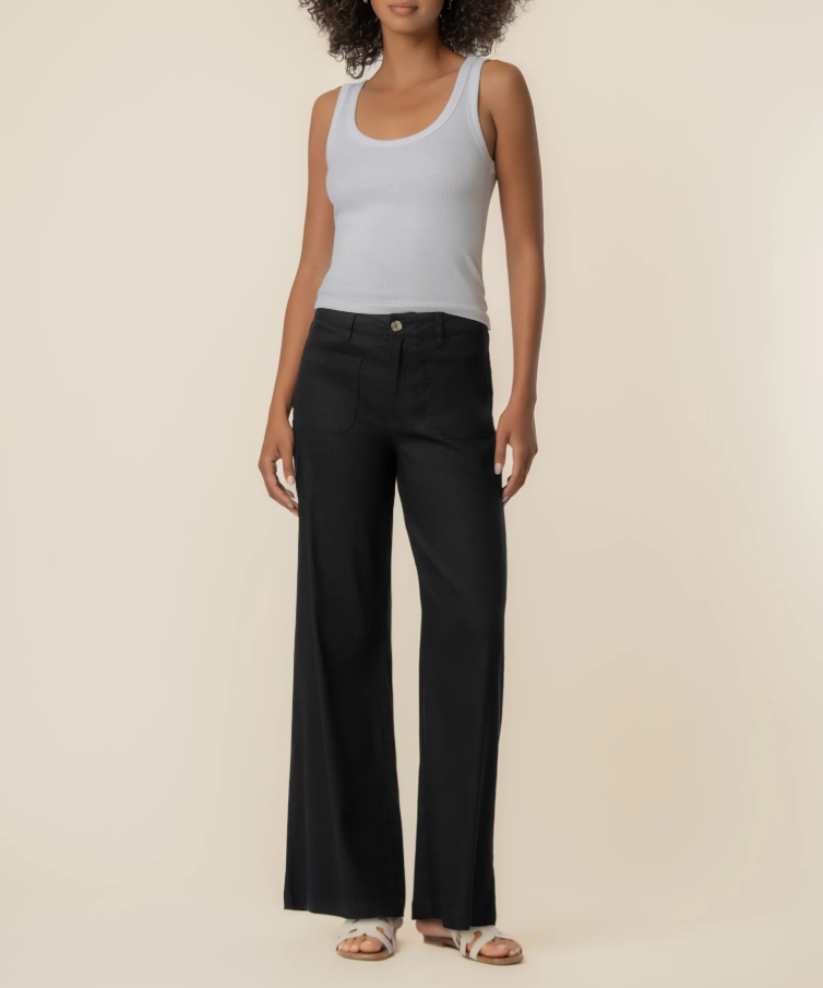 Kut From the Kloth Meg Linen High Rise Wide Leg, Black
