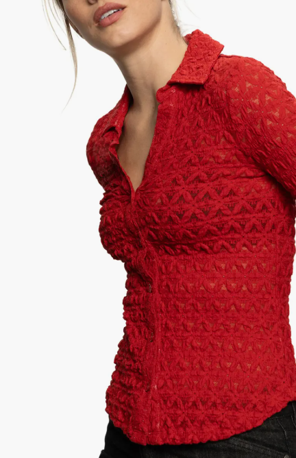 Dreamgirl Lace Button-Up, Red Energy - 13 Hub Lane   |  Button-Ups