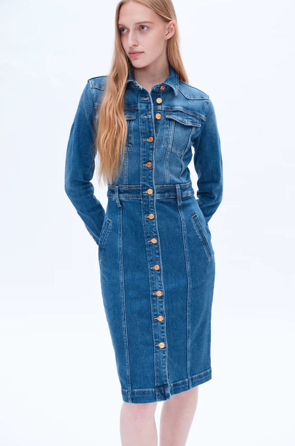 Andrea Long Sleeve Denim Shirt Dress