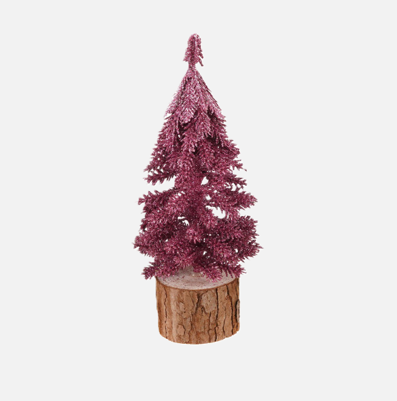 Glitter Tree w/ Wood Base, Pink