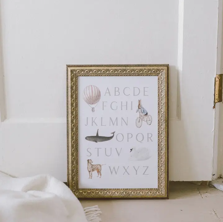 Alphabet with Vintage Art - 13 Hub Lane   |  Small Wall Art