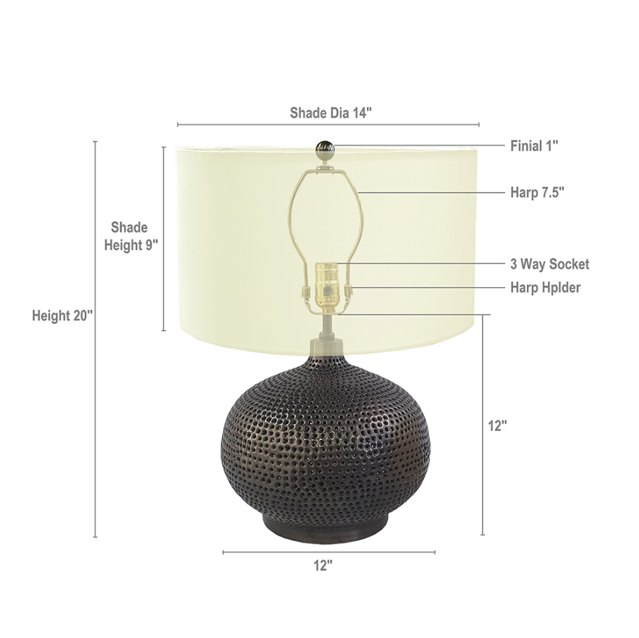 Gray Round Table Lamp