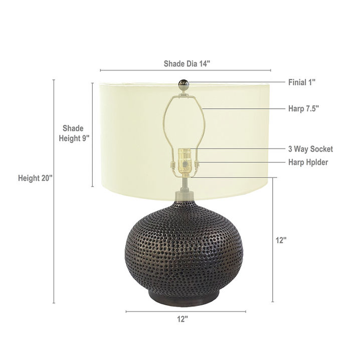 Gray Round Table Lamp