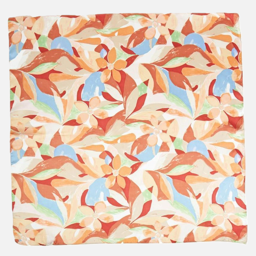 Tropical Bloom Printed Square Silky Satin Scarf