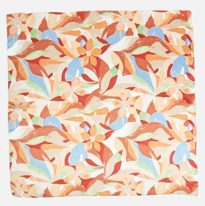 Tropical Bloom Printed Square Silky Satin Scarf