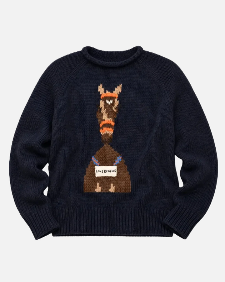Roll Neck Love Reigns Sweater, Indigo