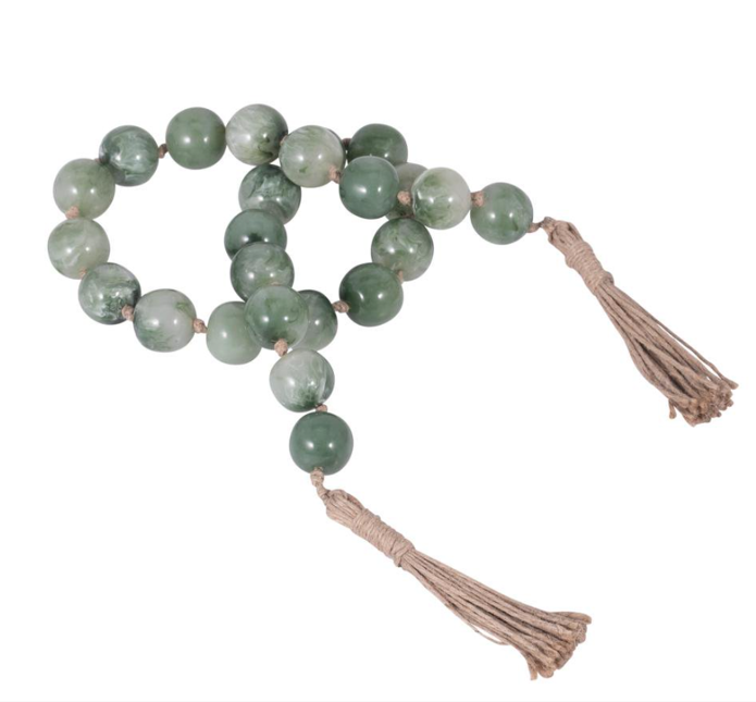 Green Resin Cylinder Beaded Garland