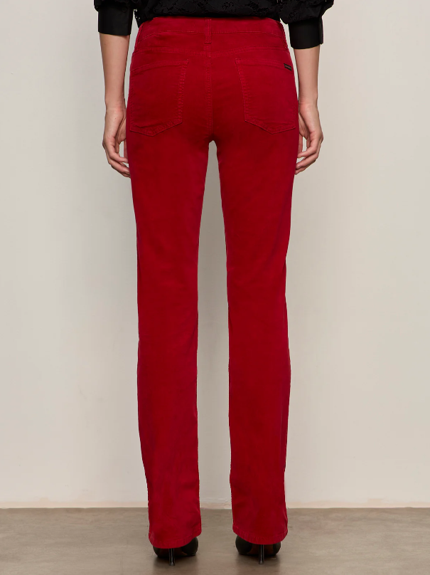 Velveteen Brook Bootcut Pants, Cherry Lacquer