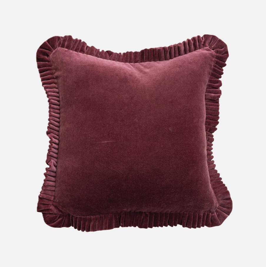 Cotton Velvet Ruffled Pillow - 13 Hub Lane   |  Velvet Pillows