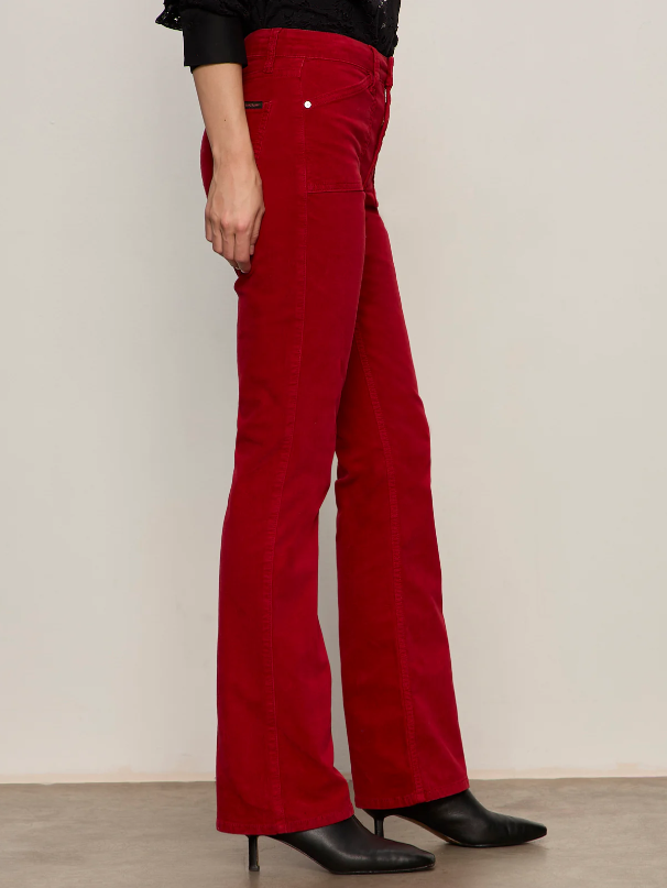 Velveteen Brook Bootcut Pants, Cherry Lacquer