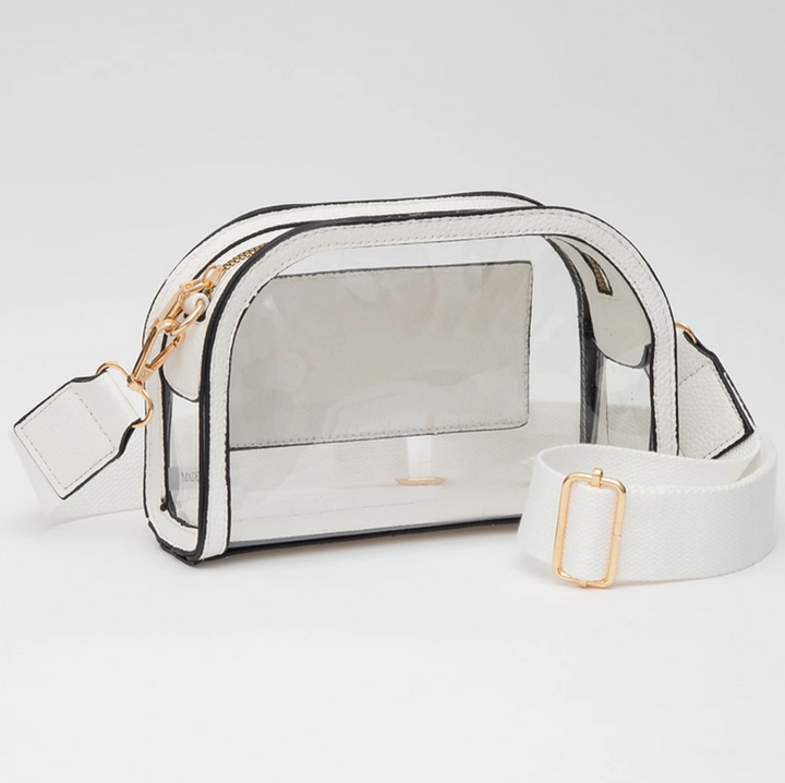 Transparent Crossbody Camera Bag, White - 13 Hub Lane   |  Clear Crossbodies