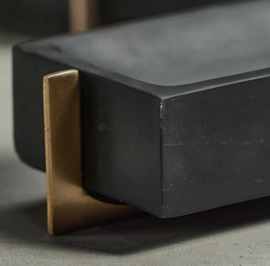 Nairobi Black Marble Tray on Brass Base - Thumbnail 3