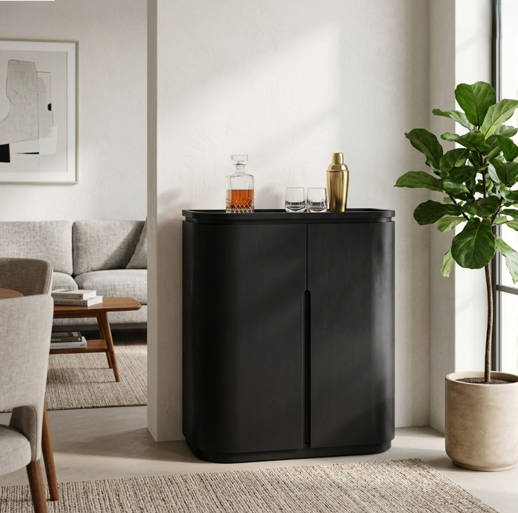Modern Bar Cabinet, Black