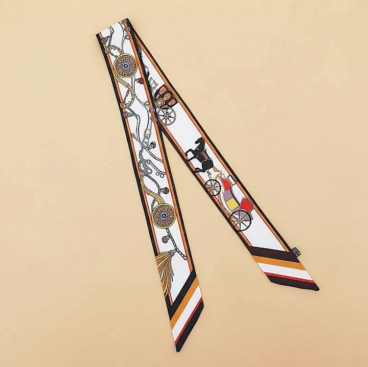 Chain & Wheel Twilly Skinny Scarf