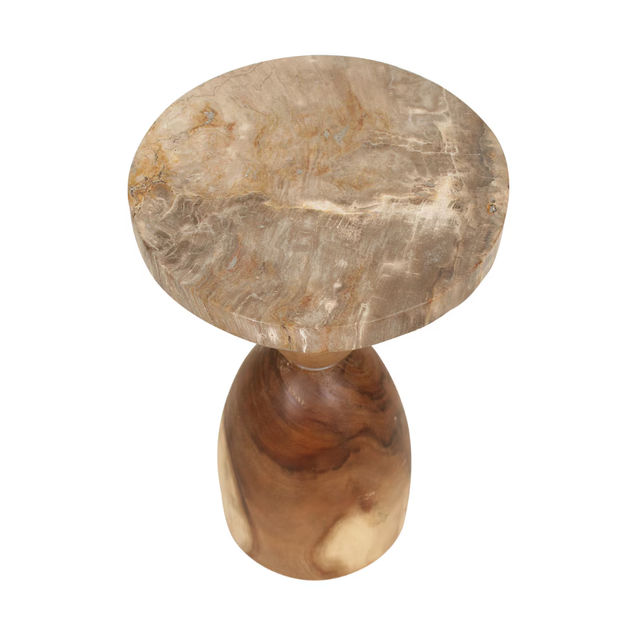 Petrified Wood Top Organic Oval Accent Table